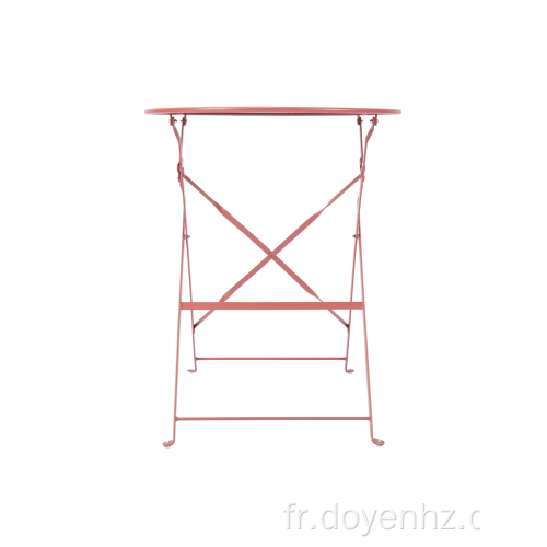 Table ronde pliante en métal 60 cm avec motif de feuilles